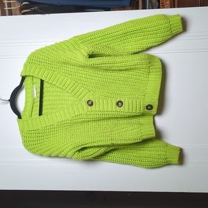 Anthropologie Carrie Lime Green Knitted 3 Button Cardigan Size Small